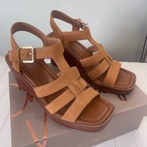 Crown Vintage Tanija Wedge Sandals Shoes Toasted Almond Size Womens 8.5